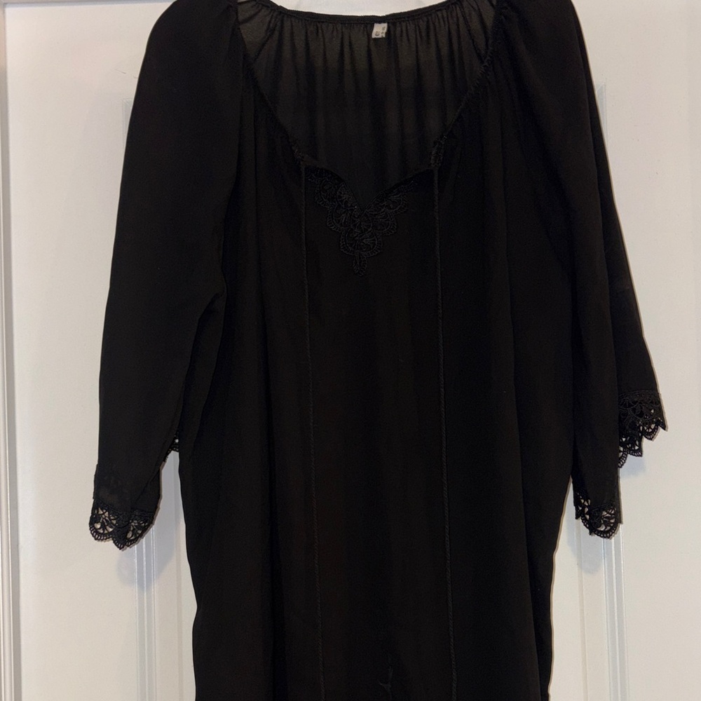 Black Lace Trim Tunic